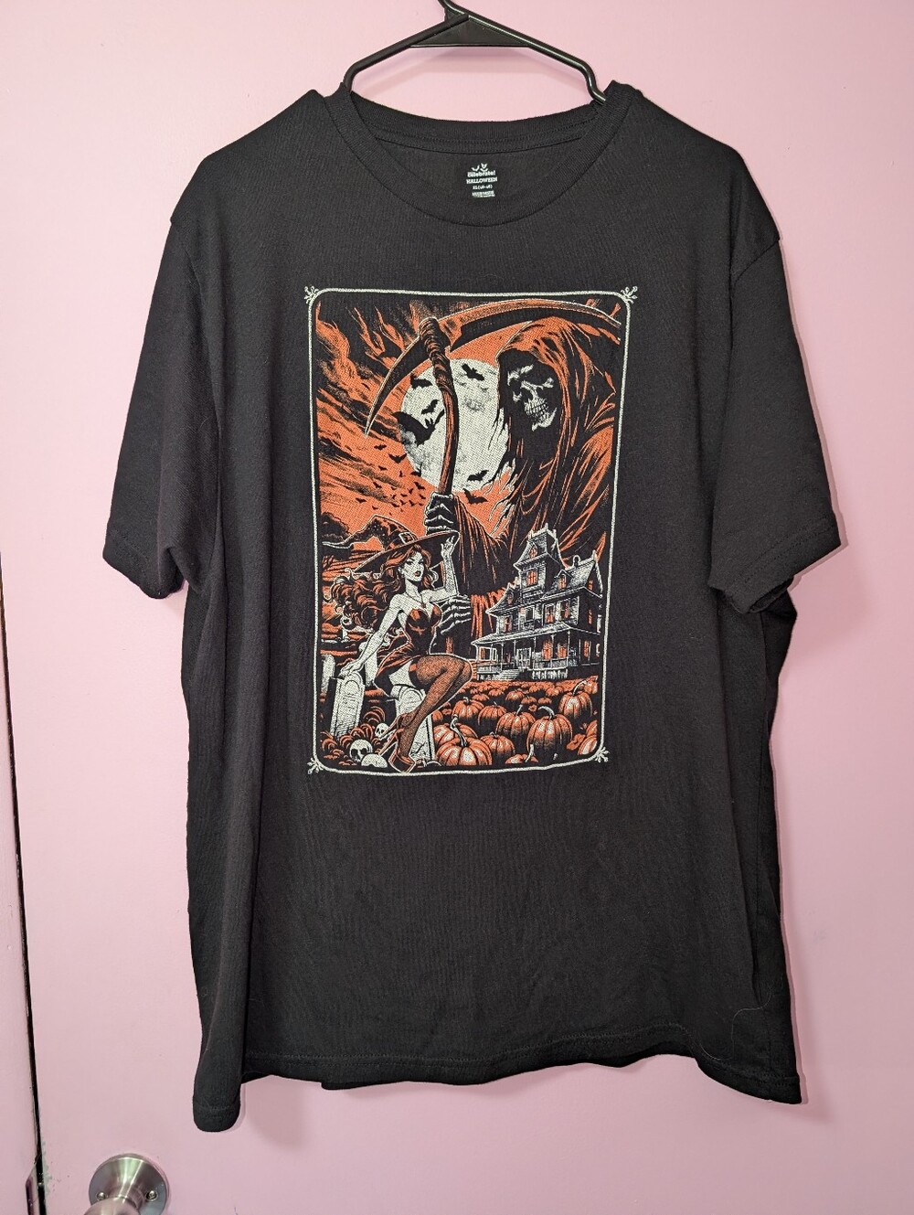 Halloween Pinup Witch Grim Reaper T-Shirt